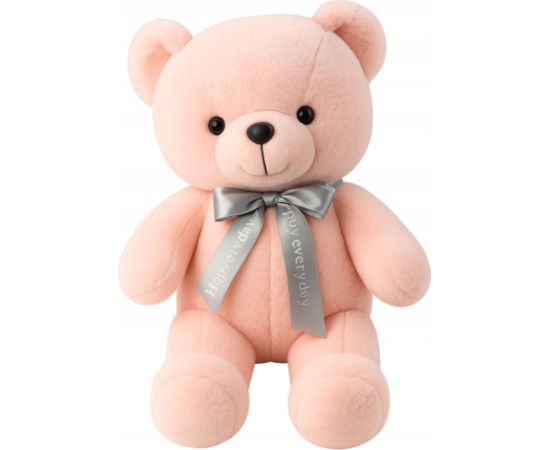 LeanToys Pluszowa Maskotka Przytulanka Miś Z Kokardą Happy Every Day Różowy 55cm Mīkstās rotaļlietas
