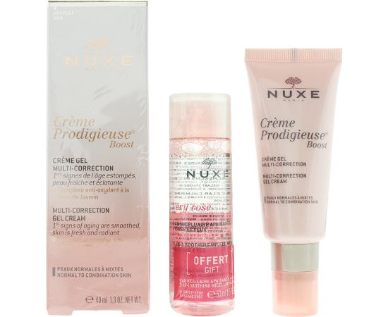 Set Nuxe: Very Rose, Cleansing, Micellar Water, For Sensitive Skin, 50 ml + Creme Prodigieuse Boost, Multi-Correction, Gel Cream, For Face, 40 ml Dāvanu komplekti