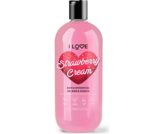 I Love, Strawberries & Cream, Hydrating, Shower Gel, For All Skin Types, 750 ml Dušas želejas ķermenim