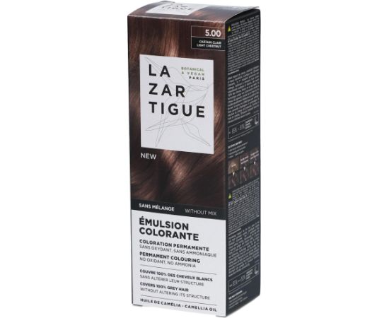 Lazartigue, Emulsion Colorante, Permanent Hair Dye, 5.00 Light Chestnut, 60 ml Matu kopšana