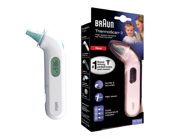 Braun Thermoscan 3 Infrared Ear Thermometer IRT3030 Memory function, Measurement time 1 s, White