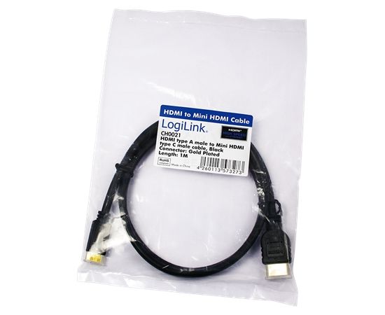 Logilink HDMI to Mini HDMI High Speed CH0021 HDMI Cable, Black, 1 m