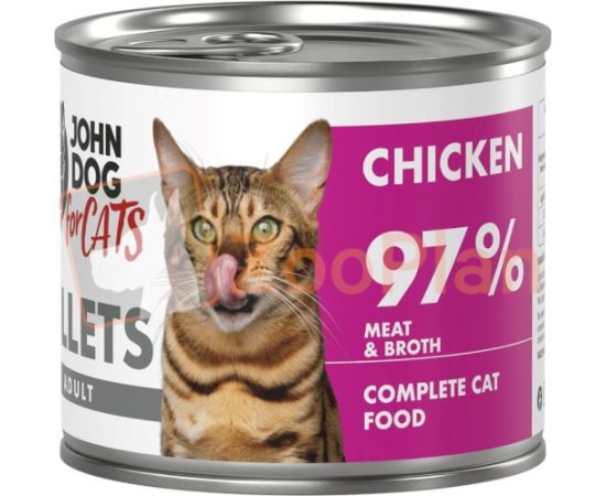 John Dog JD for CATS DOROSŁY KURCZAK filety KARMA MOKRA 140g Suņu barība