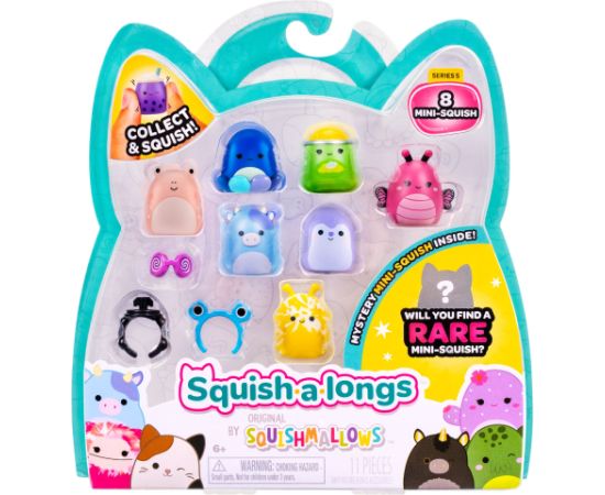 SQUISHMALLOWS SQUISH-A-LONGS figūriņas, 8 gab., 2,5 cm Jaunumi, Bērnu preces
