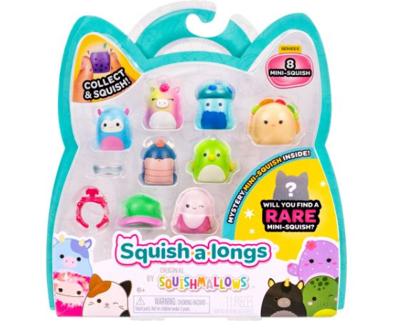 SQUISHMALLOWS SQUISH-A-LONGS figūriņas, 8 gab., 2,5 cm Jaunumi, Bērnu preces