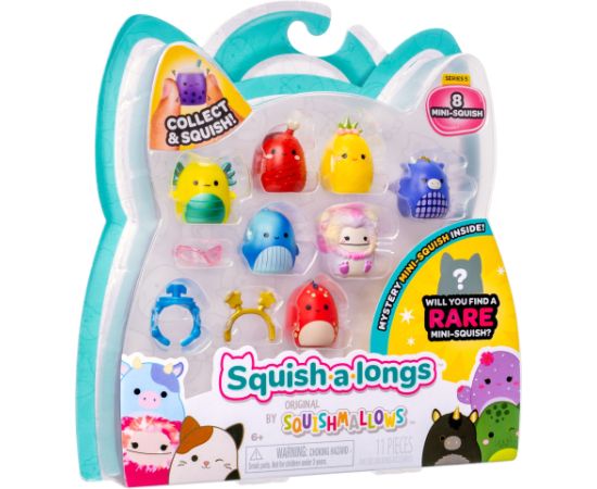 SQUISHMALLOWS SQUISH-A-LONGS figūriņas, 8 gab., 2,5 cm Jaunumi, Bērnu preces
