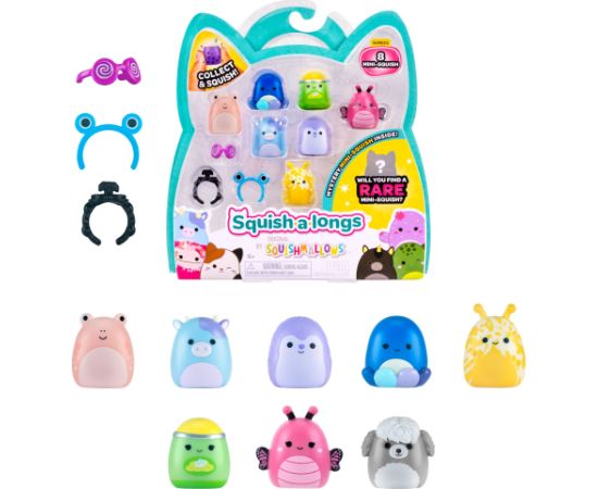 SQUISHMALLOWS SQUISH-A-LONGS figūriņas, 8 gab., 2,5 cm Jaunumi, Bērnu preces