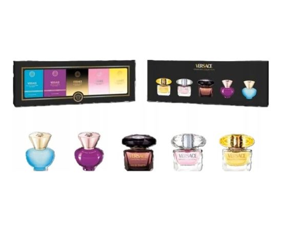 Versace Dylan Turquoise Eau de Toilette 5ml + Dylan Purple Eau de Parfum 5ml + Crystal Noir Eau de Toilette 5ml + Bright Crystal Eau de Toilette 5ml + Yellow Diamond Eau de Toilette 5ml Sieviešu Smaržas