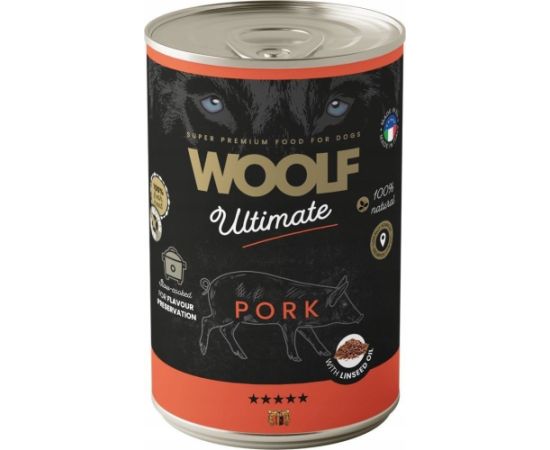 WOOLF PIES PUSZKA 400g ULTIMATE CAN       PORK&LINSEED OIL  /6 Suņu barība