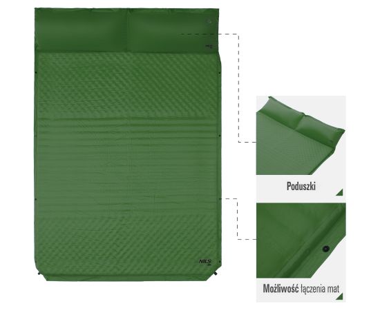 NC4060 GREEN dubultais pašpiepūšošais paklājiņš AR SPILVENU NILS CAMP гамаки