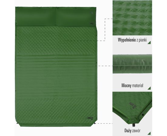 NC4060 GREEN dubultais pašpiepūšošais paklājiņš AR SPILVENU NILS CAMP гамаки