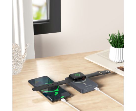 Swissten FUSION Power Bank Universāla Ārējas Uzlādes Baterija MagSafe / Apple Watch / 10000 mAh Sudraba Power Banks