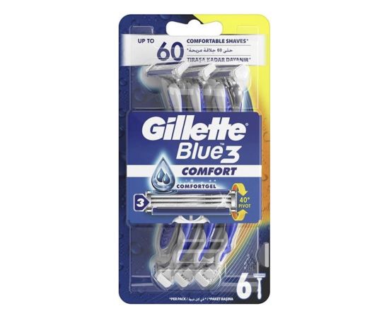 Gillette Blue3 Sensitive Comfort Одноразовые Станки для Бритья 6шт Красота и здоровье 