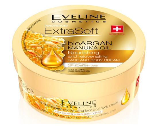 Eveline Cosmetics, Bio Organic, Argan & Manuka Oil, Hydration, Daily, Cream, For Face & Body, 175 ml Ķermeņa kosmētika