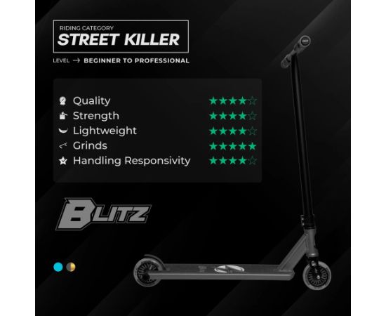 NKD Story Blitz Stunt Scooter Black/gold 90.5cm Самокаты и скейтборды