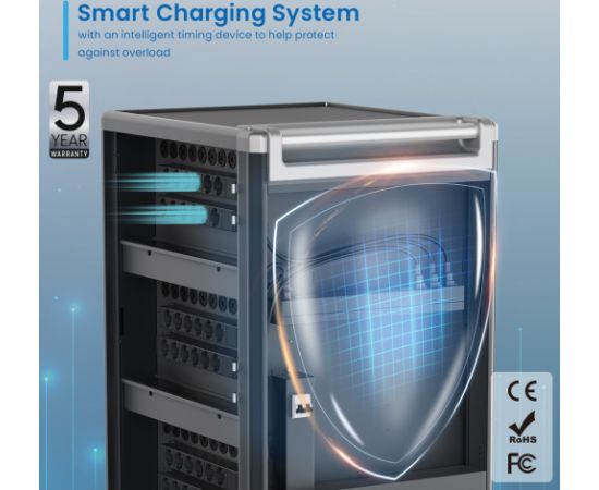 Ewent EW1701 portable device management cart/cabinet Portable device management cabinet Black, Grey Telefonu lādētāji 220v