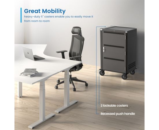 Ewent EW1701 portable device management cart/cabinet Portable device management cabinet Black, Grey Telefonu lādētāji 220v