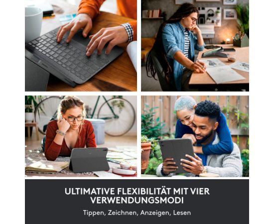 Logitech Combo Touch (gray, DE layout, scissor mechanism, for iPad 10th generation) Klaviatūras