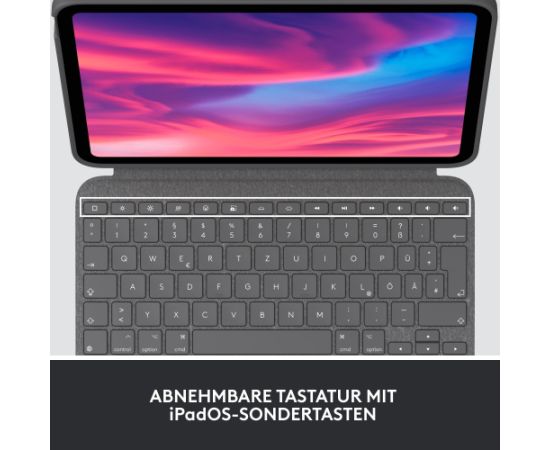 Logitech Combo Touch (gray, DE layout, scissor mechanism, for iPad 10th generation) Klaviatūras