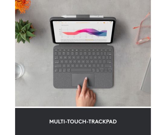 Logitech Combo Touch (gray, DE layout, scissor mechanism, for iPad 10th generation) Klaviatūras