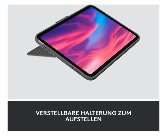 Logitech Combo Touch (gray, DE layout, scissor mechanism, for iPad 10th generation) Klaviatūras