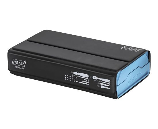 Hazet SmartCase bit set 2200SC-31, 73 pieces (black/blue, 1/4, with reversible ratchet) Jaunumi -Dārzam