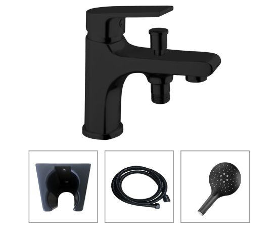 Смеситель для ванны Vento Monza с душевым гарнитуром черный матовый Крупная бытовая техника