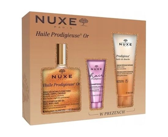 Nuxe NUXE_SET Huile Prodigieuse Or olejek do ciała 100ml + Hair Prodigieuse szampon do włosów 30ml + żel pod prysznic 100ml Духи и косметика