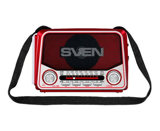 Speaker SVEN SRP-150, red (3W, Bluetooth, FM/AM/SW, USB, microSD, flashlight, battery) Aудио-видео