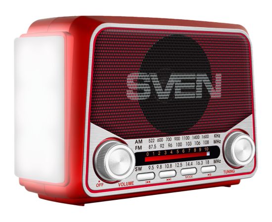 Speaker SVEN SRP-150, red (3W, Bluetooth, FM/AM/SW, USB, microSD, flashlight, battery) Aудио-видео