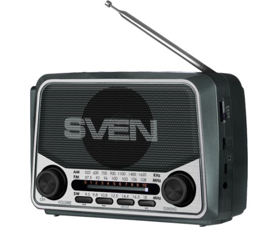 Speaker SVEN SRP-150, gray (3W, Bluetooth, FM/AM/SW, USB, microSD, flashlight, battery) Aудио-видео