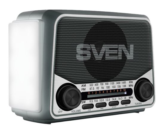 Speaker SVEN SRP-150, gray (3W, Bluetooth, FM/AM/SW, USB, microSD, flashlight, battery) Aудио-видео