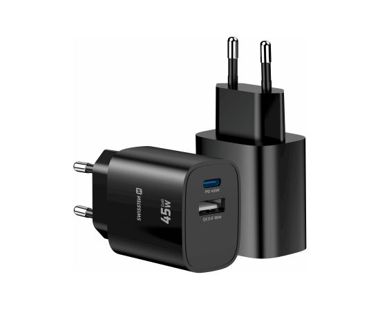 Swissten Edge GaN Tīkla Lādētājs USB-C PD 45W + USB-A 18W QC Telefonu lādētāji 220v