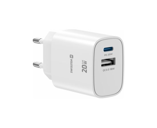 Swissten Edge GaN Зарядное устройство USB-C PD 20W + USB-A 18W QC Зарядные устройства