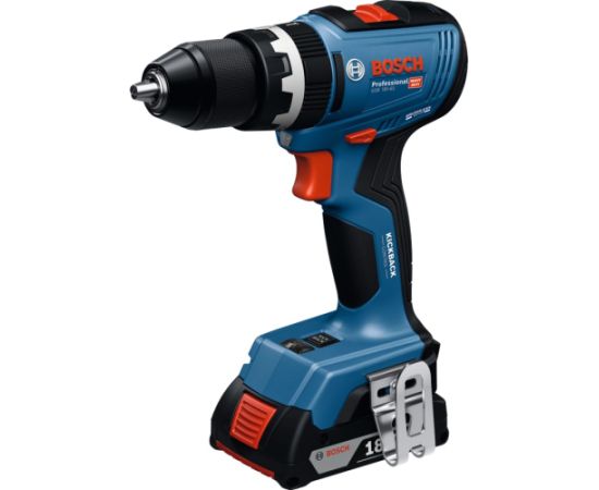 Bosch Powertools cordless impact drill GSB 18V-65 Professional, 18Volt (blue, 2x Li-Ion battery 4.0Ah, 82-piece accessory set in L-case) Jaunumi -Dārzam