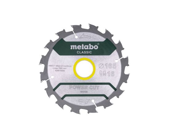 Griešanas disks kokam Metabo 628416000; 165x30 mm; Z16; 5° Zāģripas