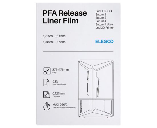 PFA film for ELEGOO Saturn 4 / Saturn 4 Ultra (5 pieces) 3D-принтеры