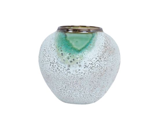 Ceramic vase TITAN STONE H18cm, green/white texture Новости, мебель, дом
