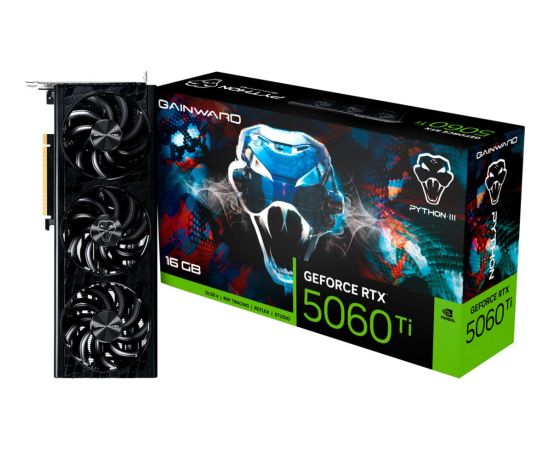 Gainward GeForce RTX 5060 Ti Python III 16GB V1, graphics card DLSS 4, 3x DisplayPort, 1x HDMI 2.1 Grafiskās video kartes
