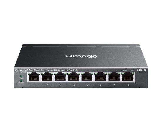 TP-Link Omada ES208GP network switch Managed L2 Gigabit Ethernet (10/100/1000) Power over Ethernet (PoE) DIN rail Black Коммутаторы (Switch)