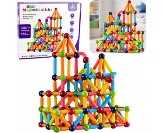 LeanToys Zestaw Klocki Magnetyczne Konstrukcyjne Sticks Kreatywne Kolorowe 166 el. Конструкторы