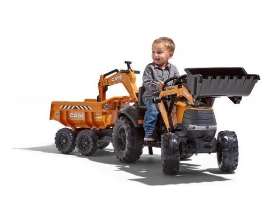 Falk FALK Traktor Case IH Backhoe Pomarańczowy z Przyczepką Ruchoma Łyżka od 3 Lat Jaunumi, Bērnu preces