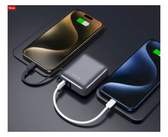 Swissten SPACE Power Bank Универсальный Внешний Аккумулятор Встроенный Кабель USB-C 35W / 10000 mAh Серебристый Power-банки