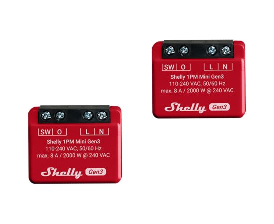 Set of 2 Shelly 1PM Mini Gen4 Zigbee/Matter Controllers Viedie slēdži