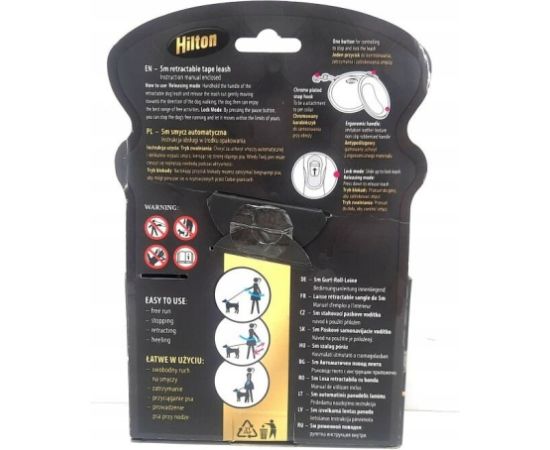 Hilton HILTON SMART DOG TAPE L GRANATOWO-SZARA SMYCZ AUTOMATYCZNA 5M  DLA PSA DO 30KG Citas preces