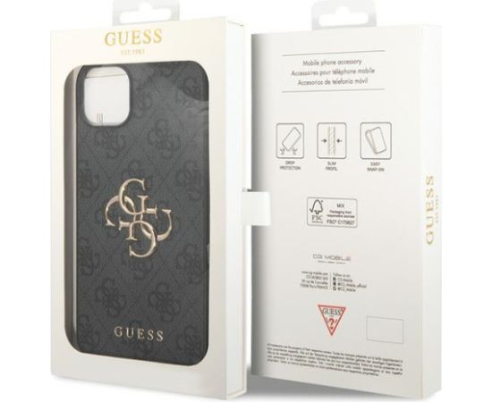 Guess PU Leather 4G Metal Logo Case Защитный Чехол для Apple iPhone 15 Plus Чехлы - альтернативные