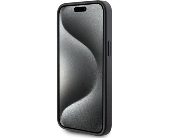 Karl Lagerfeld Saffiano Cardslot KC Metal Pin Back Case Aizsargapvalks Priekš Apple iPhone 15 Pro Max Neoriģinālie Maciņi
