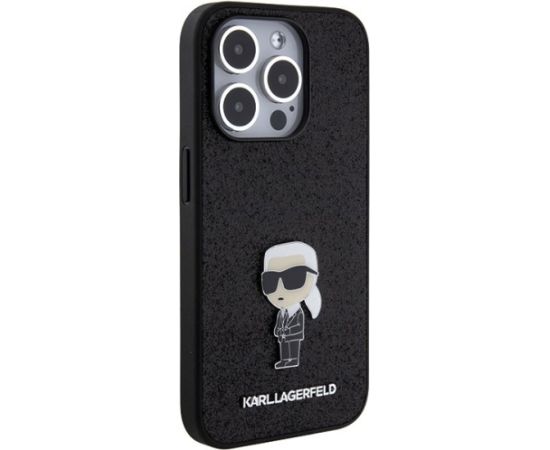 Karl Lagerfeld  Fixed Glitter Ikonik Logo Metal Pin Back Case Защитный Чехол для Apple iPhone 15 Pro Max Чехлы - альтернативные