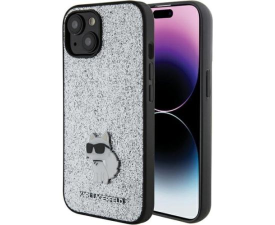 Karl Lagerfeld Fixed Glitter Choupette Logo Metal Pin Защитный Чехол для Apple iPhone 15 Чехлы - альтернативные