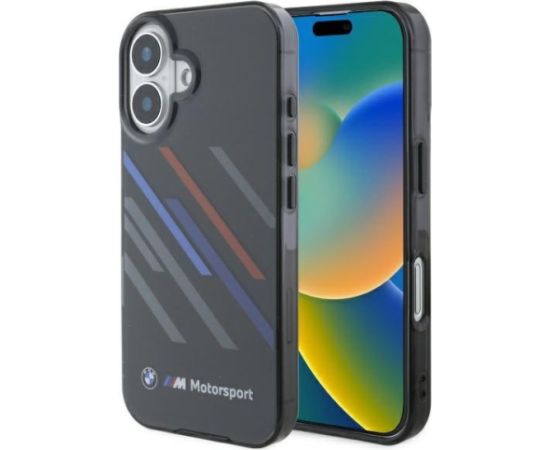BMW Motorsport IML Random Stripes Aizsargapvalks Priekš Apple iPhone 16 Neoriģinālie Maciņi